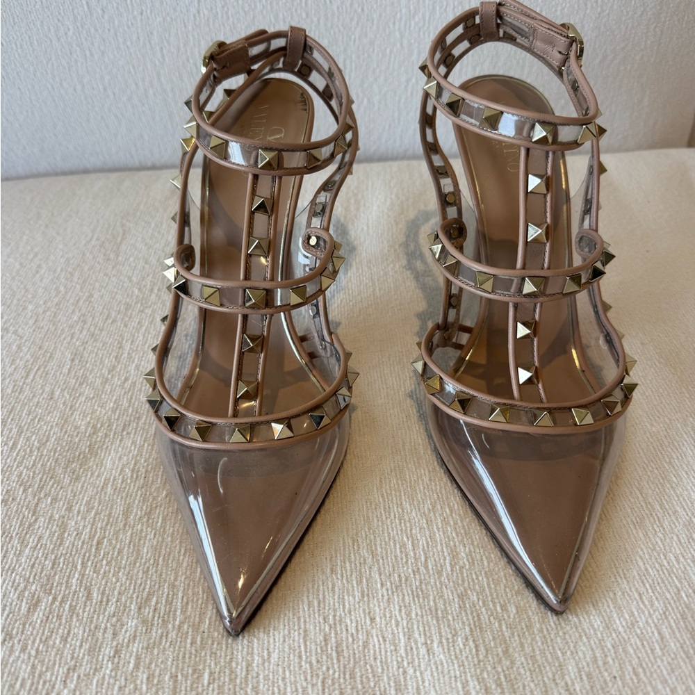 Valentino Gold Rockstud and transparent pumps - Picture 6 of 10